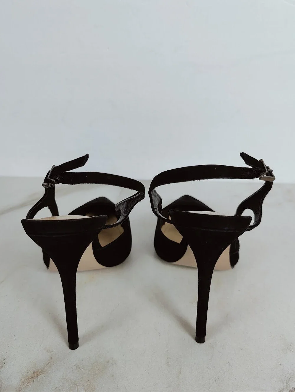 Schutz Boris Black Suede Slingback Pointed Toe Stiletto Pumps Heels, Sz 8